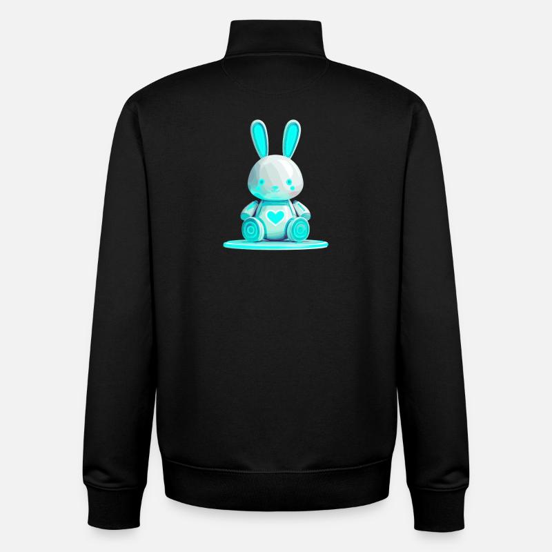 Glowing bunny robot with heart - Unisex Organic Zip Sweatshirt by Stanley/Stella - black