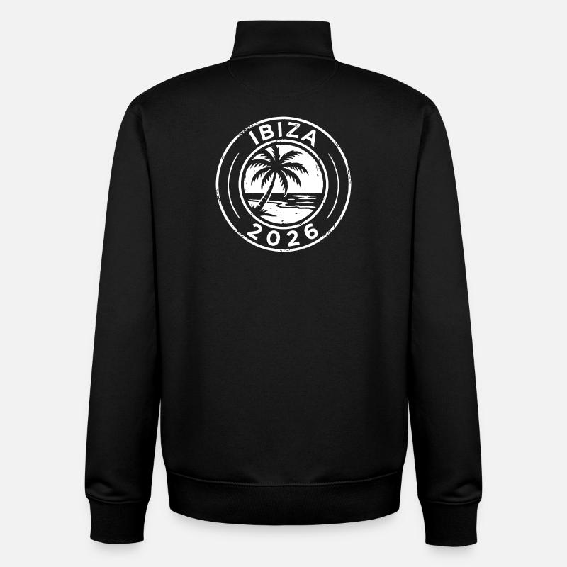 Ibiza 2026 Palm Tree - Unisex Organic Zip Sweatshirt by Stanley/Stella - black