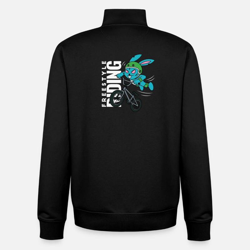 Lapin BMX Freestyle - Extreme Riding Design - Sweat zippé unisexe en coton bio Stanley/Stella - noir