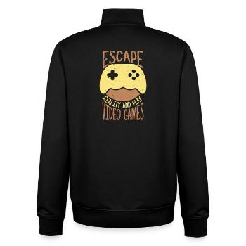 Escape Reality And Play Video Games - Unisex Organic Zip Sweatshirt by Stanley/Stella - black - Back - AI Model Male 185 light (185cm)