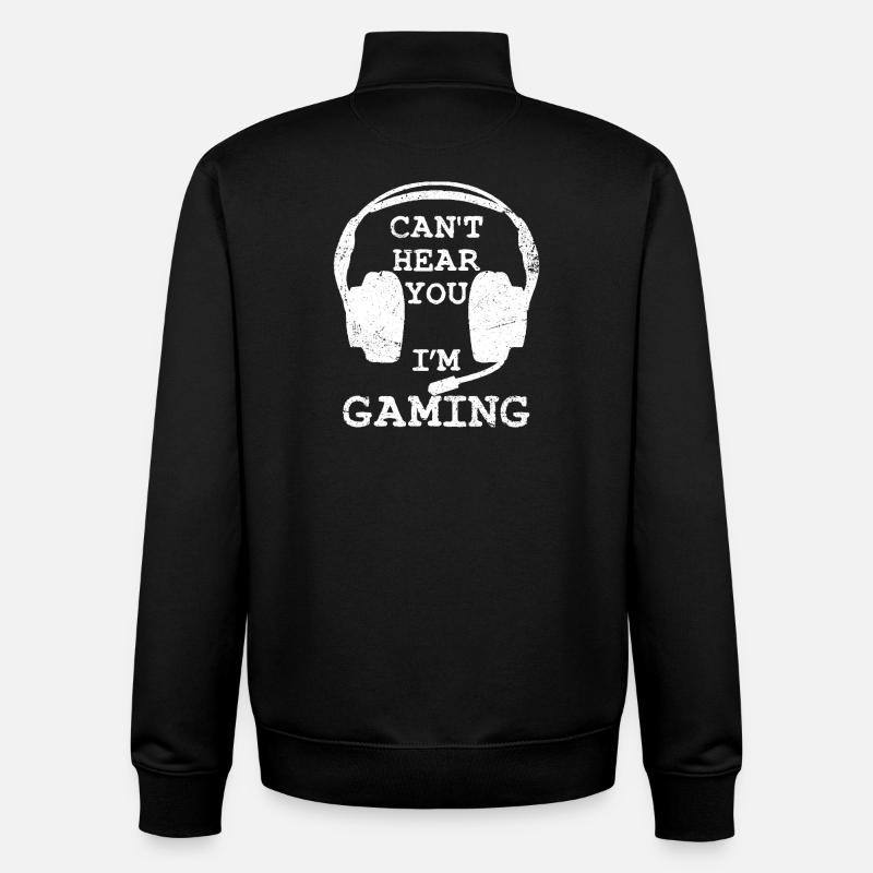 Can't Hear You I'm Gaming - Unisex Organic Zip Sweatshirt by Stanley/Stella - black