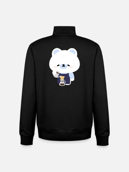 Cozy Polar Bear Barista - Unisex Organic Zip Sweatshirt by Stanley/Stella - black
