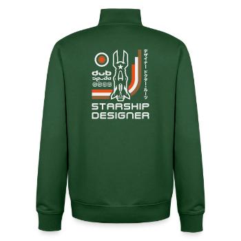Fusée rétro Starship Designer - Sweat zippé unisexe en coton bio Stanley/Stella - vert bouteille - Dos - AI Model Male 185 dark (185cm)