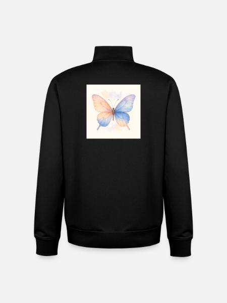 Papillon - Sweat zippé unisexe en coton bio Stanley/Stella - noir