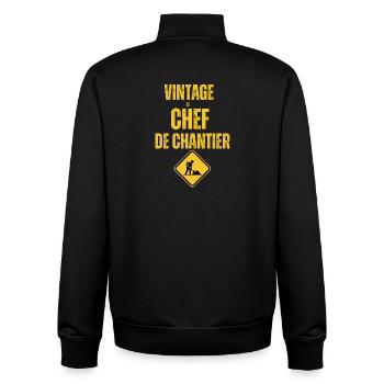 Vintage Chef de Chantier - Sweat zippé unisexe en coton bio Stanley/Stella - noir - Dos - AI Model Male 185 light (185cm)