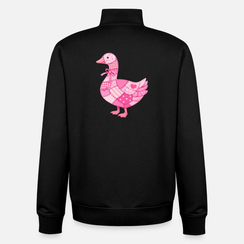 Patchwork Duck Pink - Unisex Organic Zip Sweatshirt by Stanley/Stella - black