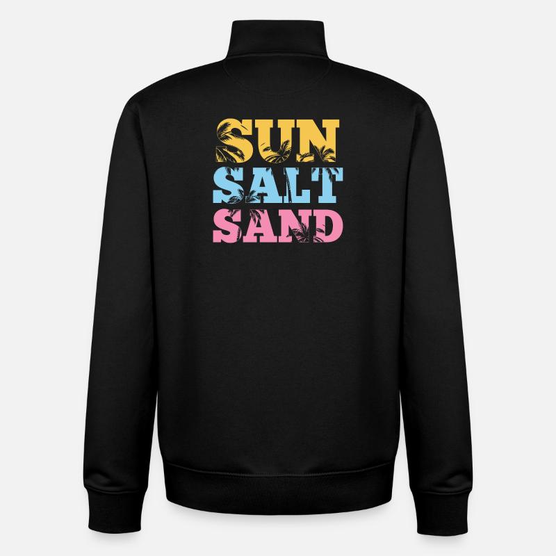 Été - Soleil, sel et sable - Sweat zippé unisexe en coton bio Stanley/Stella - noir
