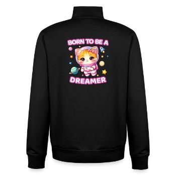 Née pour être une chaton astronaute rêveuse - Femelle - Sweat zippé unisexe en coton bio Stanley/Stella - noir - Dos - AI Model Male 185 light (185cm)
