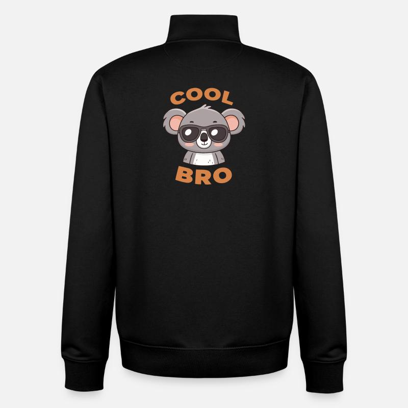Koala Cool Bro avec lunettes - Sweat zippé unisexe en coton bio Stanley/Stella - noir