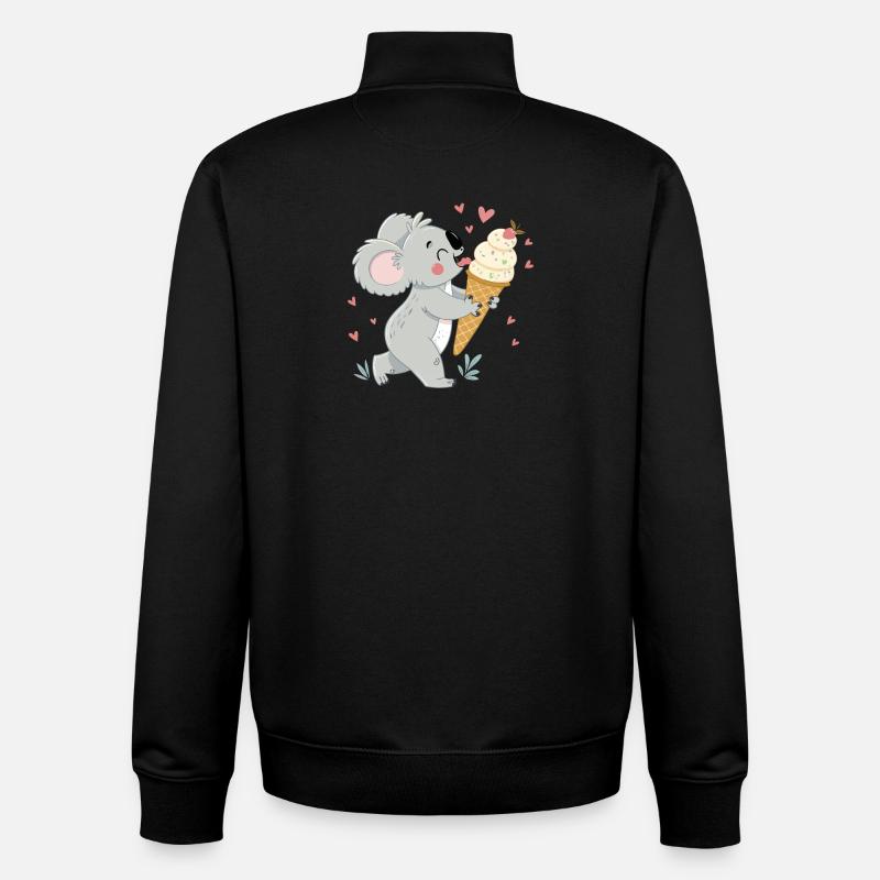 Gourmet-Koala und Eiscremeherzen - Unisex Organic Zip Sweatshirt von Stanley/Stella - Schwarz