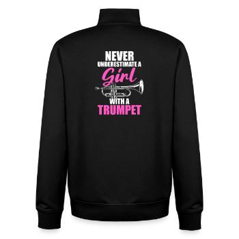 A girl with a trumpet trumpet player - Unisex Organic Zip Sweatshirt by Stanley/Stella - black - Back - AI Model Male 185 light (185cm)