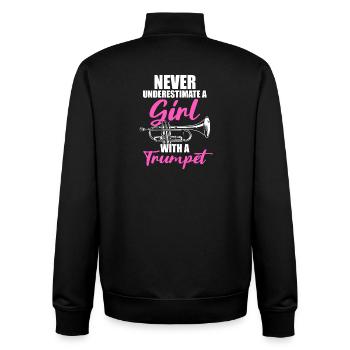A girl with a trumpet trumpet player - Unisex Organic Zip Sweatshirt by Stanley/Stella - black - Back - AI Model Male 185 light (185cm)