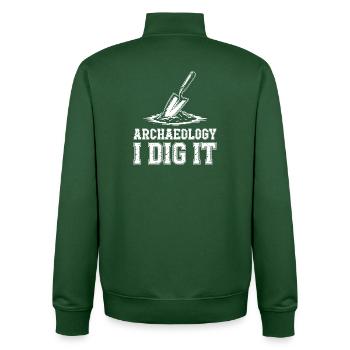 Archäologie Ich grabe es aus - Unisex Organic Zip Sweatshirt von Stanley/Stella - Flaschengrün - Hinten - AI Model Male 185 dark (185cm)