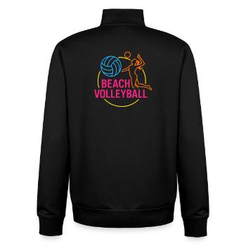 Volley-ball de plage féminin - Sweat zippé unisexe en coton bio Stanley/Stella - noir - Dos - AI Model Male 185 light (185cm)