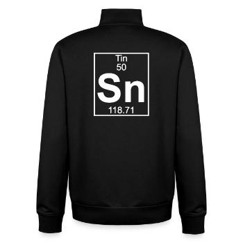 Tableau périodique de la chimie SN - Sweat zippé unisexe en coton bio Stanley/Stella - noir - Dos - AI Model Male 185 light (185cm)