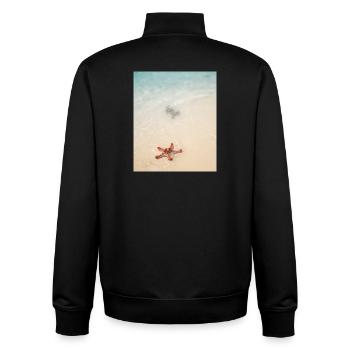 Love on the beach and starfish - Unisex Organic Zip Sweatshirt by Stanley/Stella - black - Back - AI Model Male 185 light (185cm)
