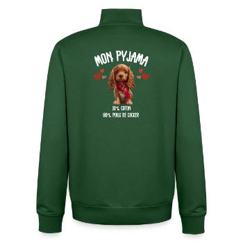Pyjama Poils de Cocker Humour - Sweat zippé unisexe en coton bio Stanley/Stella - vert bouteille - Dos - AI Model Male 185 dark (185cm)