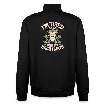 I'm Tired and My Back Hurts Funny Aging Quote - Unisex Organic Zip Sweatshirt by Stanley/Stella - black - Back - AI Model Male 185 light (185cm)