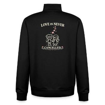 Love is never cancelled: Romantic couple design - Unisex Organic Zip Sweatshirt by Stanley/Stella - black - Back - AI Model Male 185 light (185cm)