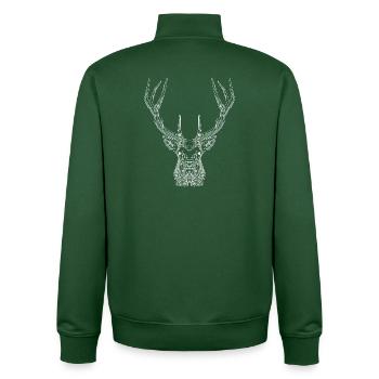 Tech Deer – Geometric Deer in White - Unisex Organic Zip Sweatshirt by Stanley/Stella - bottle green - Back - AI Model Male 185 dark (185cm)