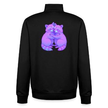 Des ratons laveurs violets câlins sous la lumière néon - Sweat zippé unisexe en coton bio Stanley/Stella - noir - Dos - AI Model Male 185 light (185cm)