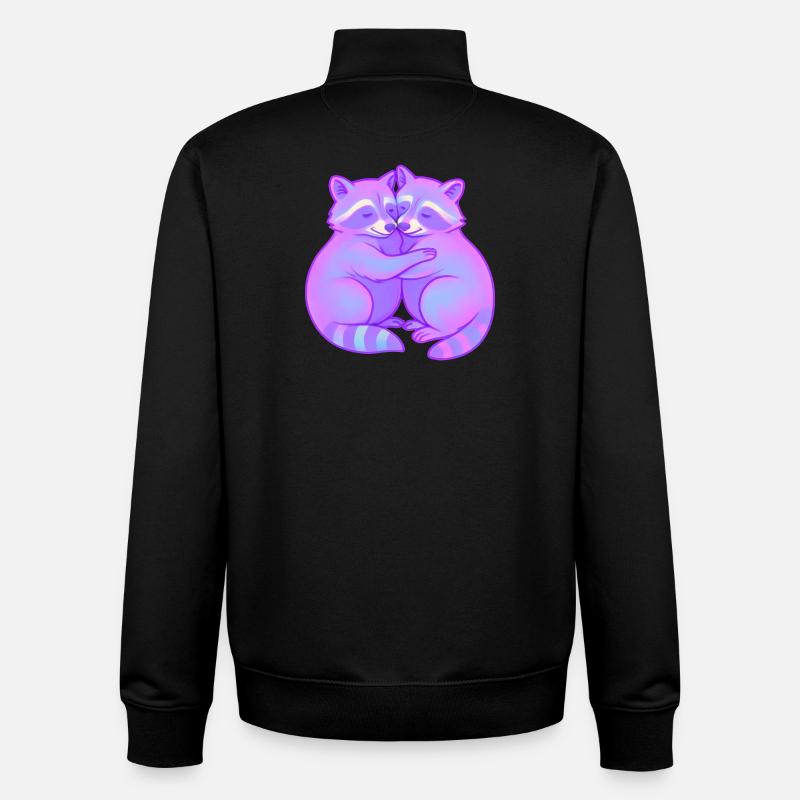 Duo de ratons laveurs câlins néon - Sweat zippé unisexe en coton bio Stanley/Stella - noir