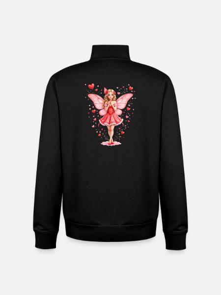 Pink fairy with butterfly wings - Unisex Organic Zip Sweatshirt by Stanley/Stella - black