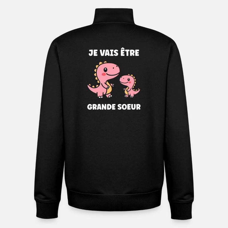 Je vais être grande sœur - Sweat zippé unisexe en coton bio Stanley/Stella - noir