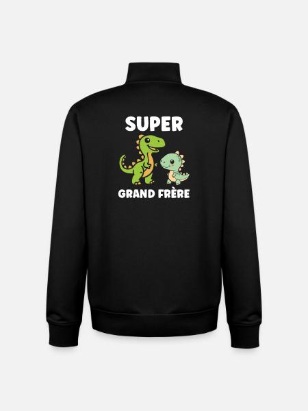 Super Big Brother Dinosaurs - Unisex Organic Zip Sweatshirt by Stanley/Stella - black