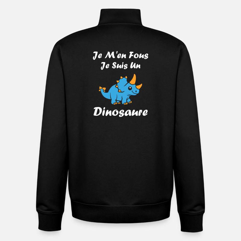 Dino bleu: phrases rigolotes - Sweat zippé unisexe en coton bio Stanley/Stella - noir