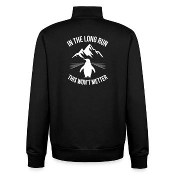 Minimalistische Botschaft mit nachdenklichem Ton - Unisex Organic Zip Sweatshirt von Stanley/Stella - Schwarz - Hinten - AI Model Male 185 light (185cm)