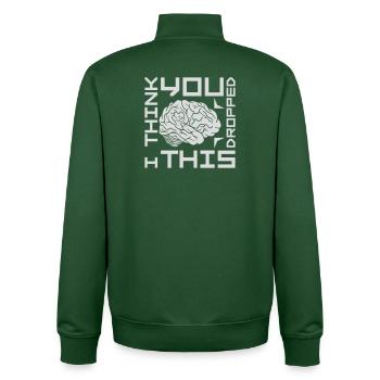 Je crois que tu as laissé tomber ton humour sarcastique, c’est le cerveau - Sweat zippé unisexe en coton bio Stanley/Stella - vert bouteille - Dos - AI Model Male 185 dark (185cm)