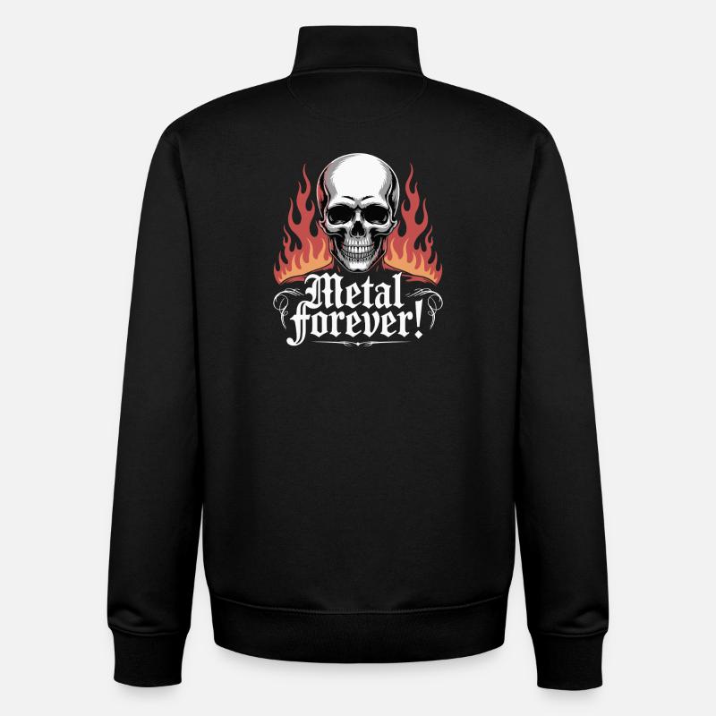 Metal Forever Skull Flame - Unisex Organic Zip Sweatshirt by Stanley/Stella - black