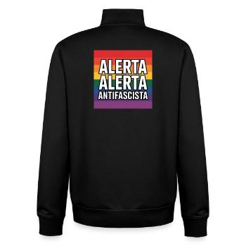 Alerta Alerta Antifascista - Antifa Tee - Unisex Organic Zip Sweatshirt von Stanley/Stella - Schwarz - Hinten - AI Model Male 185 light (185cm)