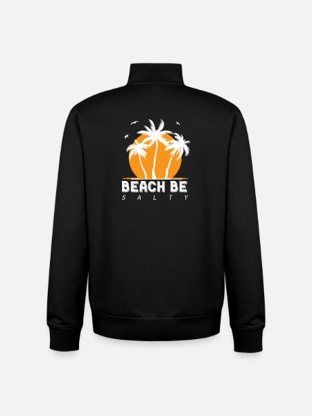 Beach Be Salty Palm Trees Sunset - Unisex Organic Zip Sweatshirt by Stanley/Stella - black