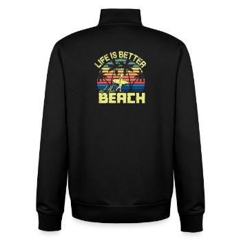 Beach Surfer Retro Sunset - Sweat zippé unisexe en coton bio Stanley/Stella - noir - Dos - AI Model Male 185 light (185cm)