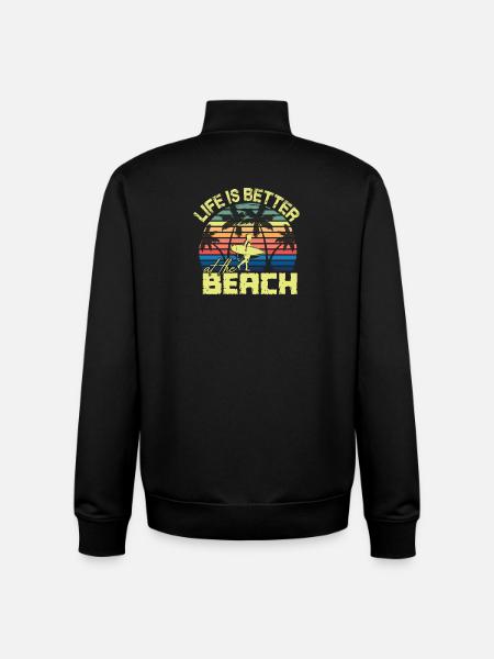 Beach Surfer Retro Sunset - Unisex Organic Zip Sweatshirt by Stanley/Stella - black