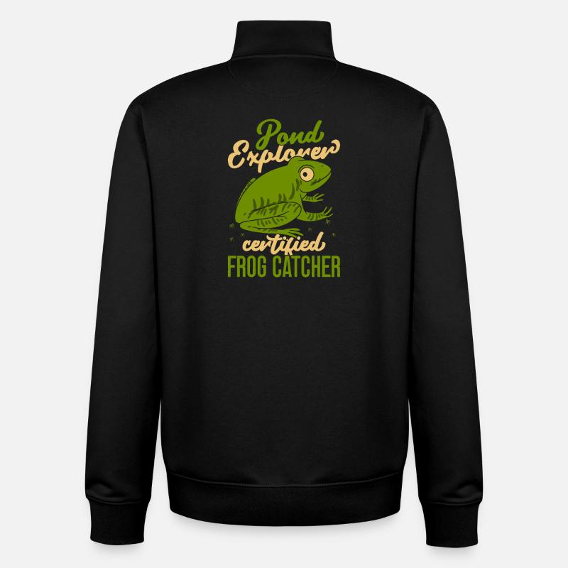 Frog Catcher Pond Explorer Certifierad groda - Unisex sweatshirt med dragkedja i ekologisk bomull Stanley/Stella - svart