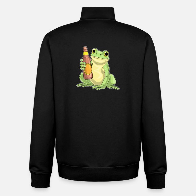 Grenouille Bouteille de Bière - Sweat zippé unisexe en coton bio Stanley/Stella - noir