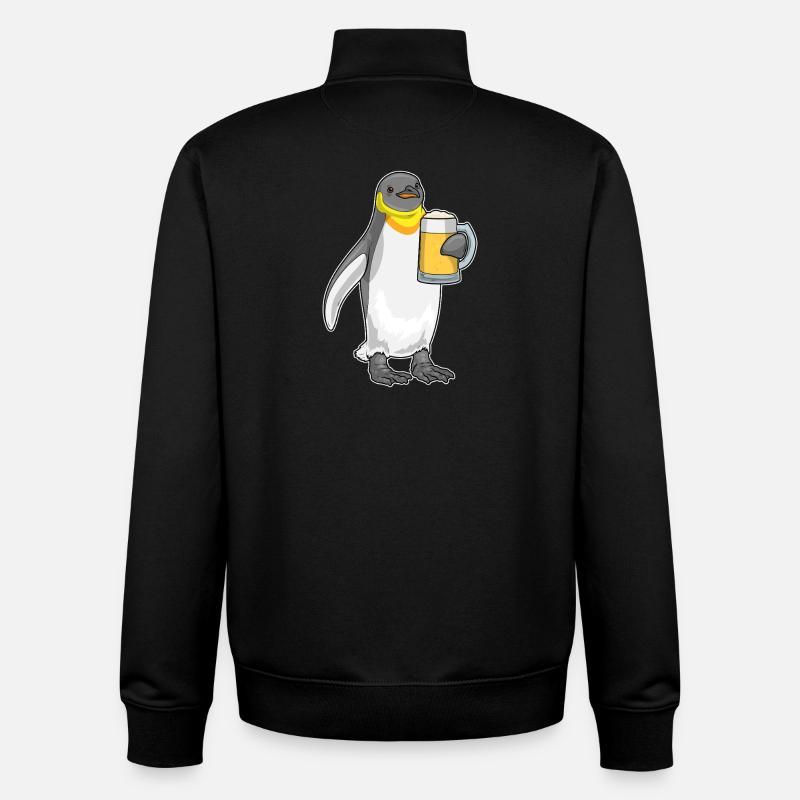 Bière Penguin - Sweat zippé unisexe en coton bio Stanley/Stella - noir