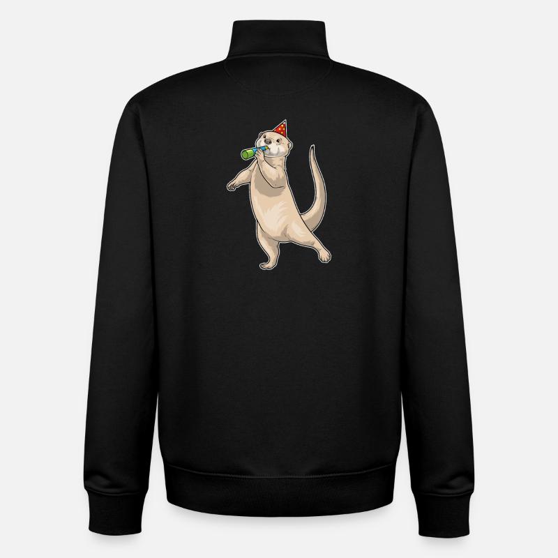 Otter Birthday Toad - Unisex Organic Zip Sweatshirt by Stanley/Stella - black