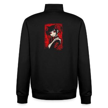 Japanese Horror Anime Girl Creepy Goth - Unisex Organic Zip Sweatshirt by Stanley/Stella - black - Back - AI Model Male 185 light (185cm)
