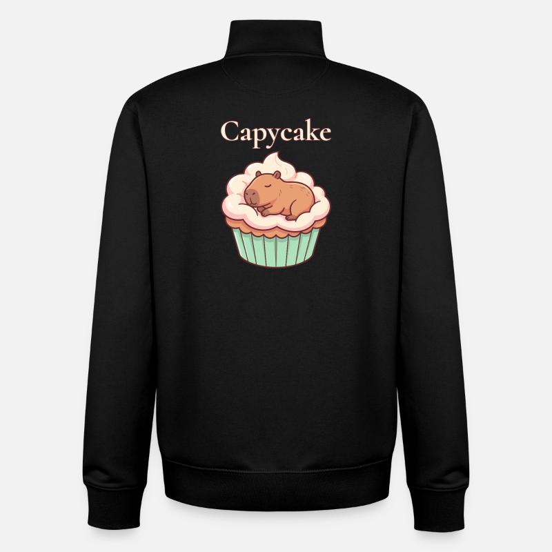 Motif mignon de cupcakes capybara capybara - Sweat zippé unisexe en coton bio Stanley/Stella - noir