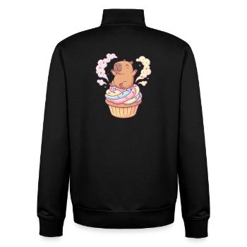 Capybara Cupcake Party with Rainbow Frosting - Unisex Organic Zip Sweatshirt by Stanley/Stella - black - Back - AI Model Male 185 light (185cm)