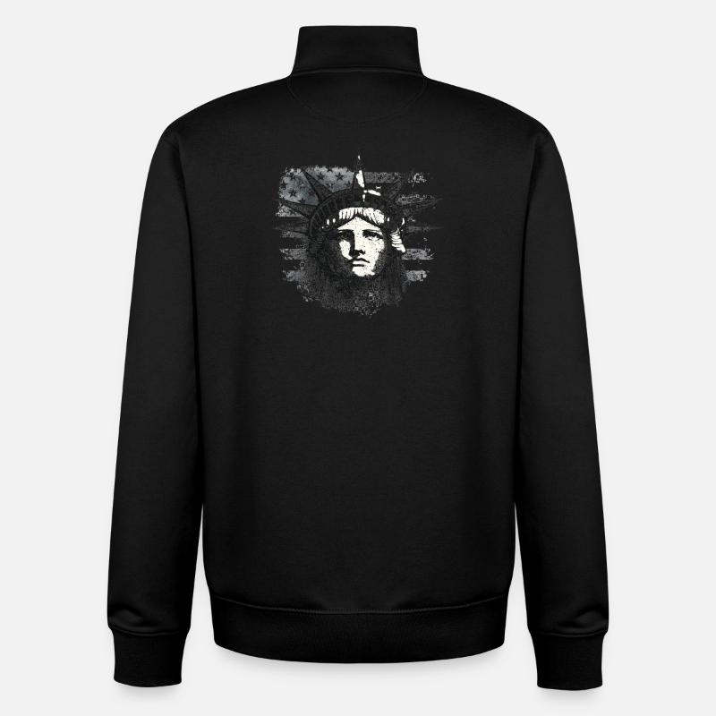 Freiheitsstatue mit US-Flagge - Unisex Organic Zip Sweatshirt von Stanley/Stella - Schwarz