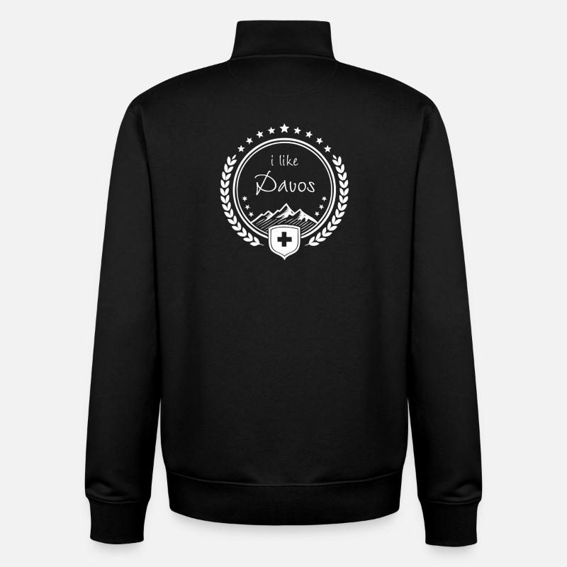 j’aime DAVOS - Ski station - Sweat zippé unisexe en coton bio Stanley/Stella - noir