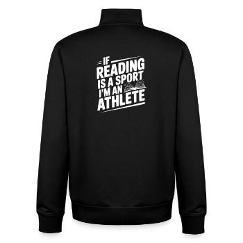 Wenn Lesen ein Sport ist, bin ich ein Sportler - Unisex Organic Zip Sweatshirt von Stanley/Stella - Schwarz - Hinten - AI Model Male 185 light (185cm)
