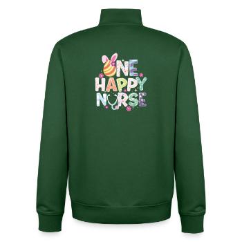 One Happy Nurse Easter RN Spring Fun Bunny - Unisex Organic Zip Sweatshirt by Stanley/Stella - bottle green - Back - AI Model Male 185 dark (185cm)