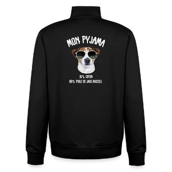 Jack Russell Hundepyjama-Humor  - Unisex Organic Zip Sweatshirt von Stanley/Stella - Schwarz - Hinten - AI Model Male 185 light (185cm)