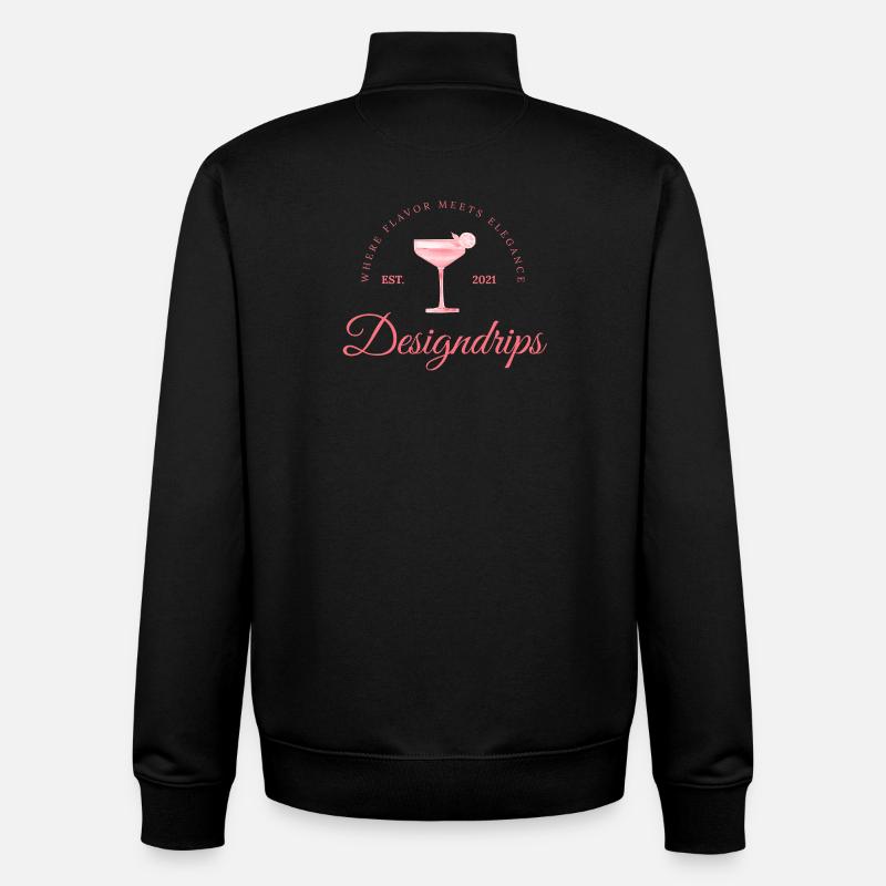 Imprimé rose – Saveur rencontre élégance - Sweat zippé unisexe en coton bio Stanley/Stella - noir